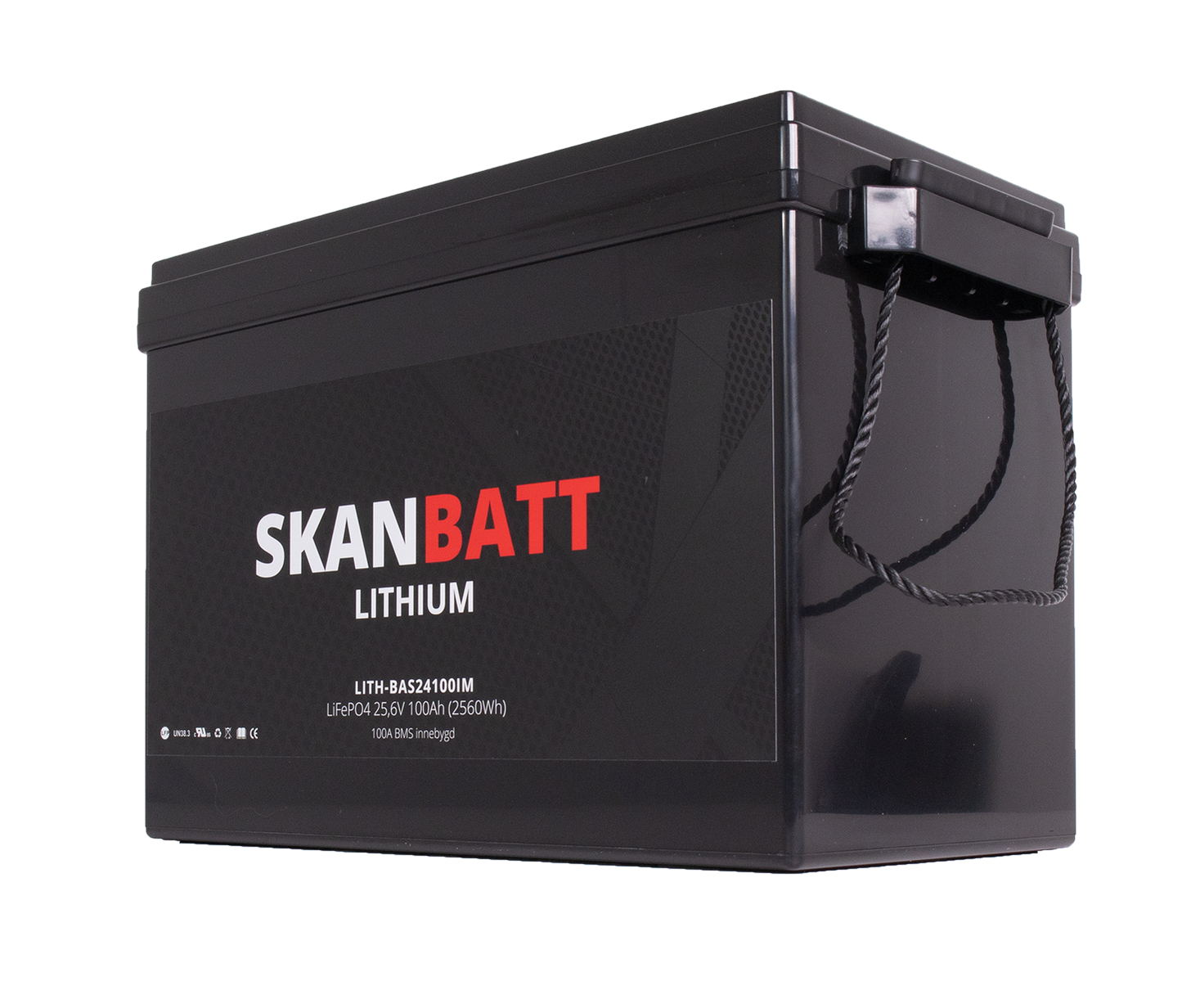 SKANBATT Base Lithium - 24V 100Ah 100A BMS - 330x175x220mm - 3 Års garanti shown in product view image 2