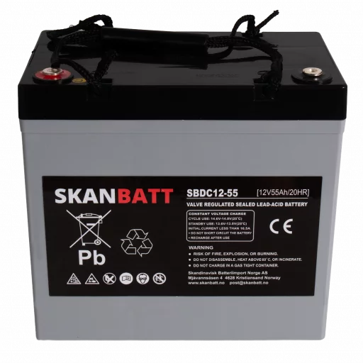 RITAR AGM Deep Cycle Batteri 12V 55AH (229x138x216mm) +vänster