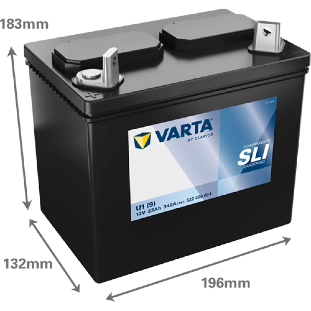 Produktbilde 2 av VARTA Plenklipper Batteri 12V 22AH 340CCA (196x132x183mm) +Venstre U1(9)