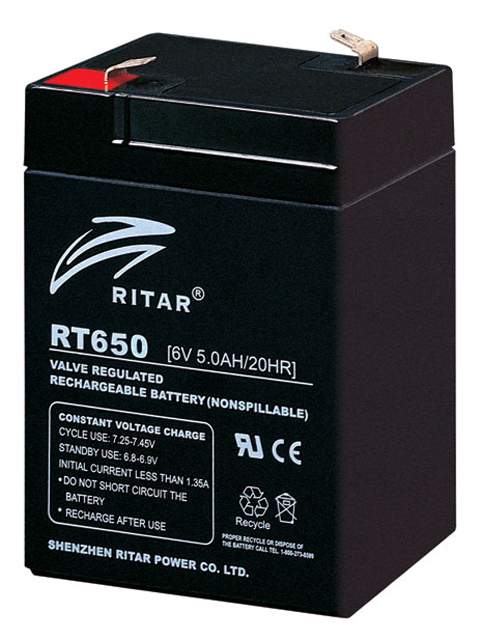 Ritar Agm Batteri 6V 5Ah F1 shown in product view