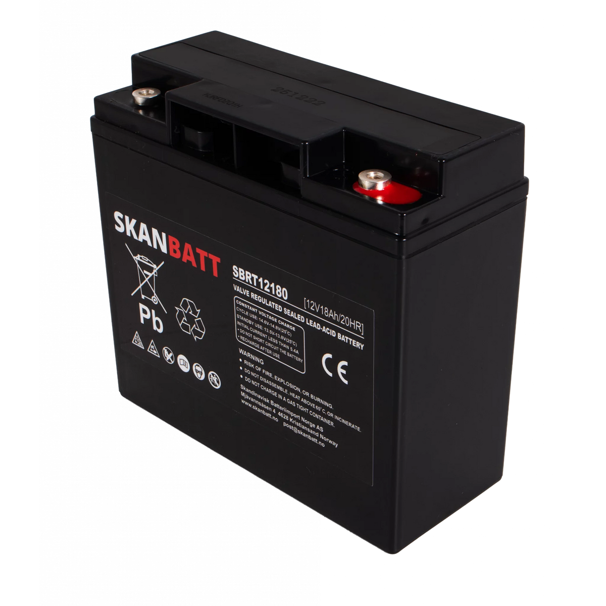 SKANBATT AGM Batteri 12V 18AH (181x77x167mm) M5