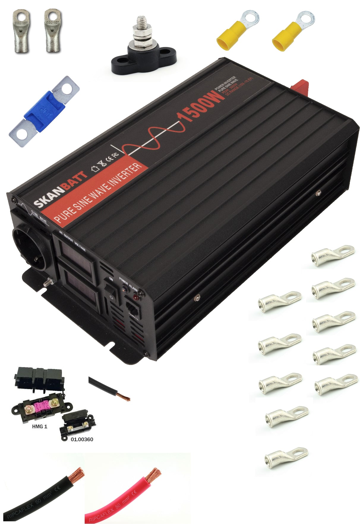 Inverter Strømpakke Medium (1500W) M/Kit 1,8M Kabel shown in product view