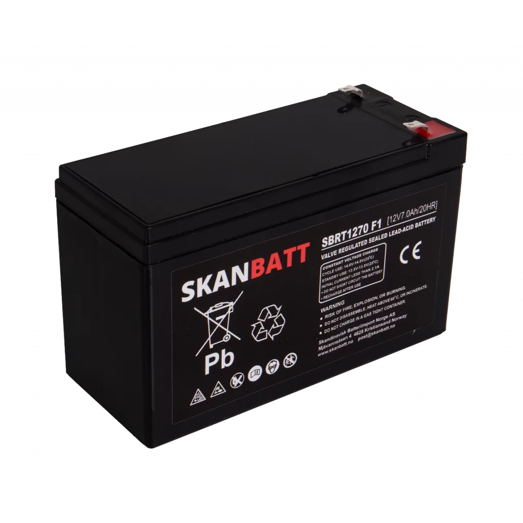 SKANBATT AGM Batteri 12V 7AH (151x65x94mm) F1