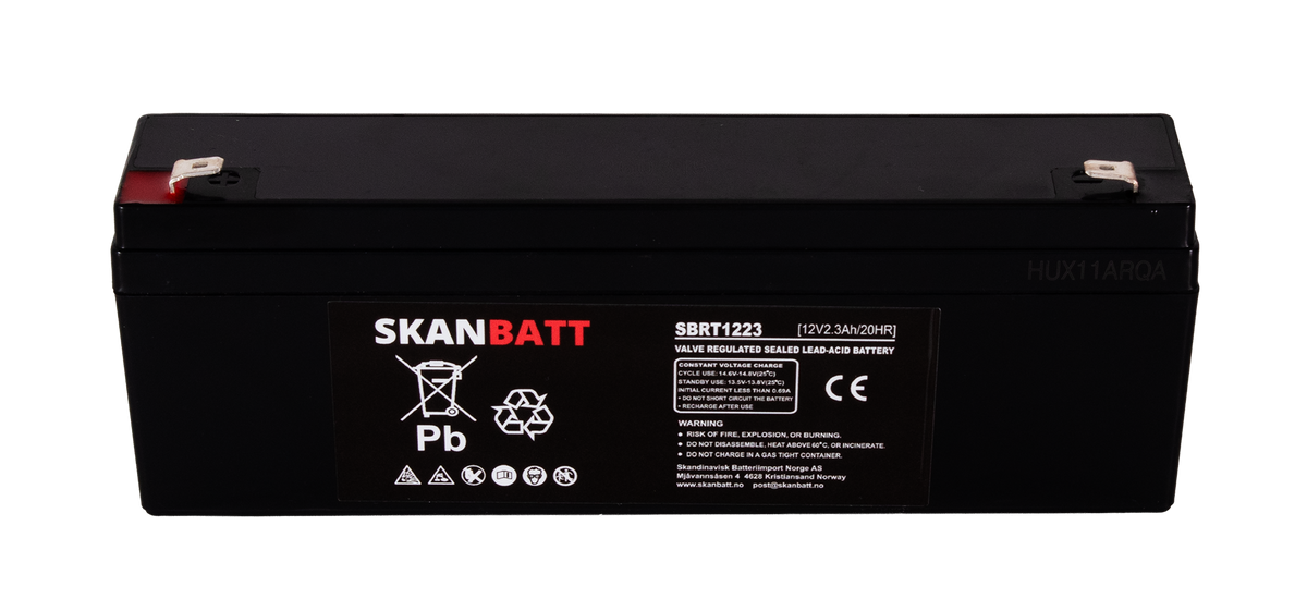 SKANBATT AGM Batteri 12V 2,3AH (178x35x61mm) F1