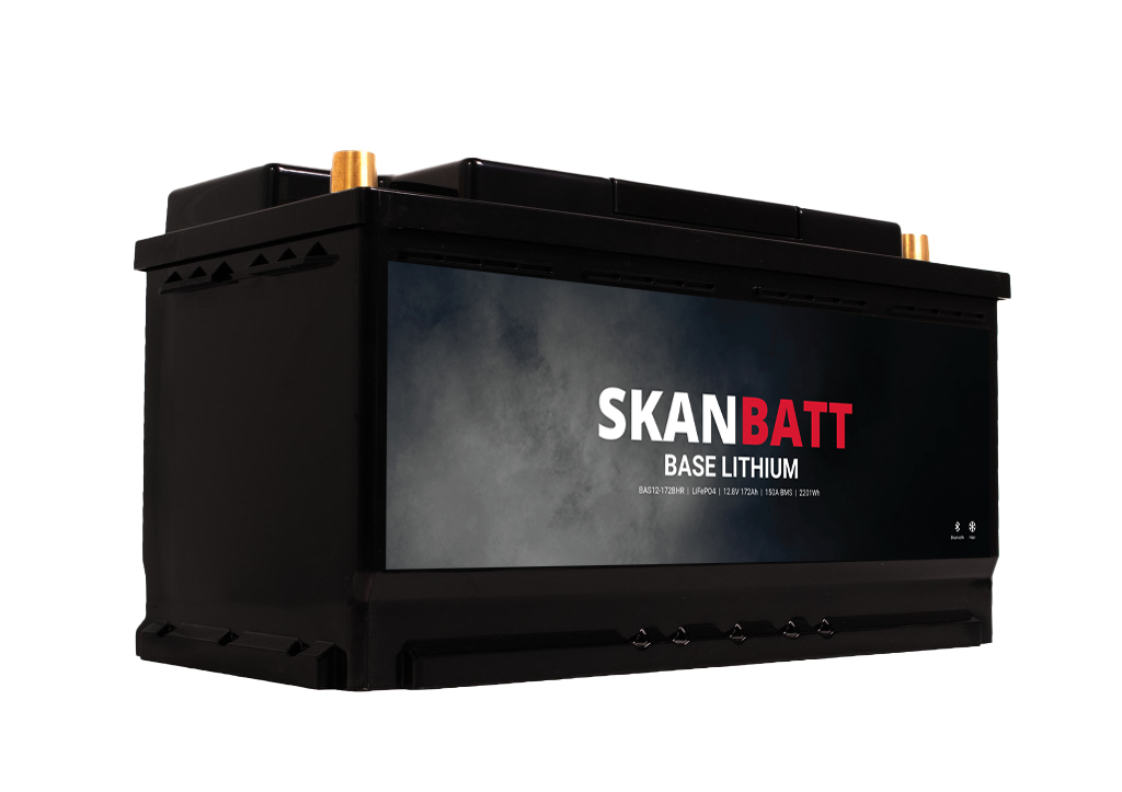 SKANBATT Base Lithium - 12V 172Ah 150A BMS - Bluetooth - Heat - 355x175x190mm - 3 Års garanti - Husbil