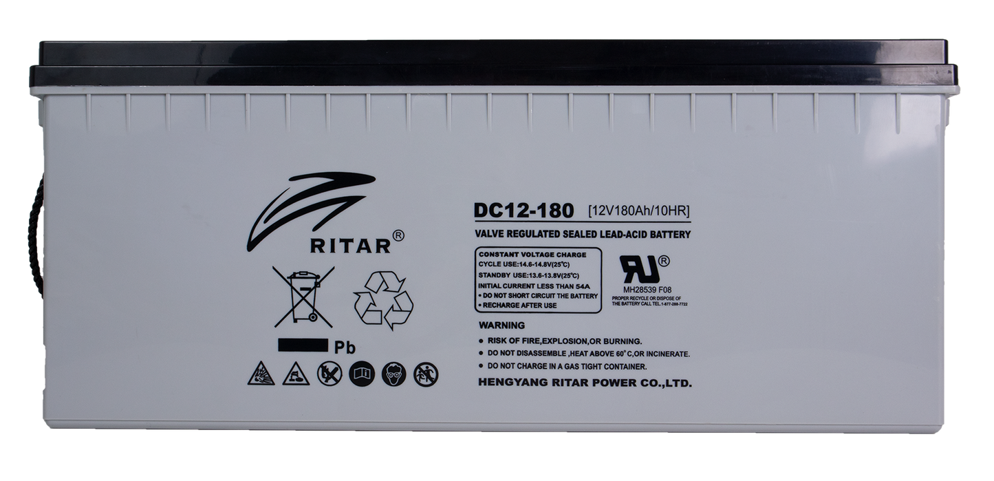 Ritar Agm Deep Cycle Batteri 12V 180Ah C10 +Høyre shown in product view image 3