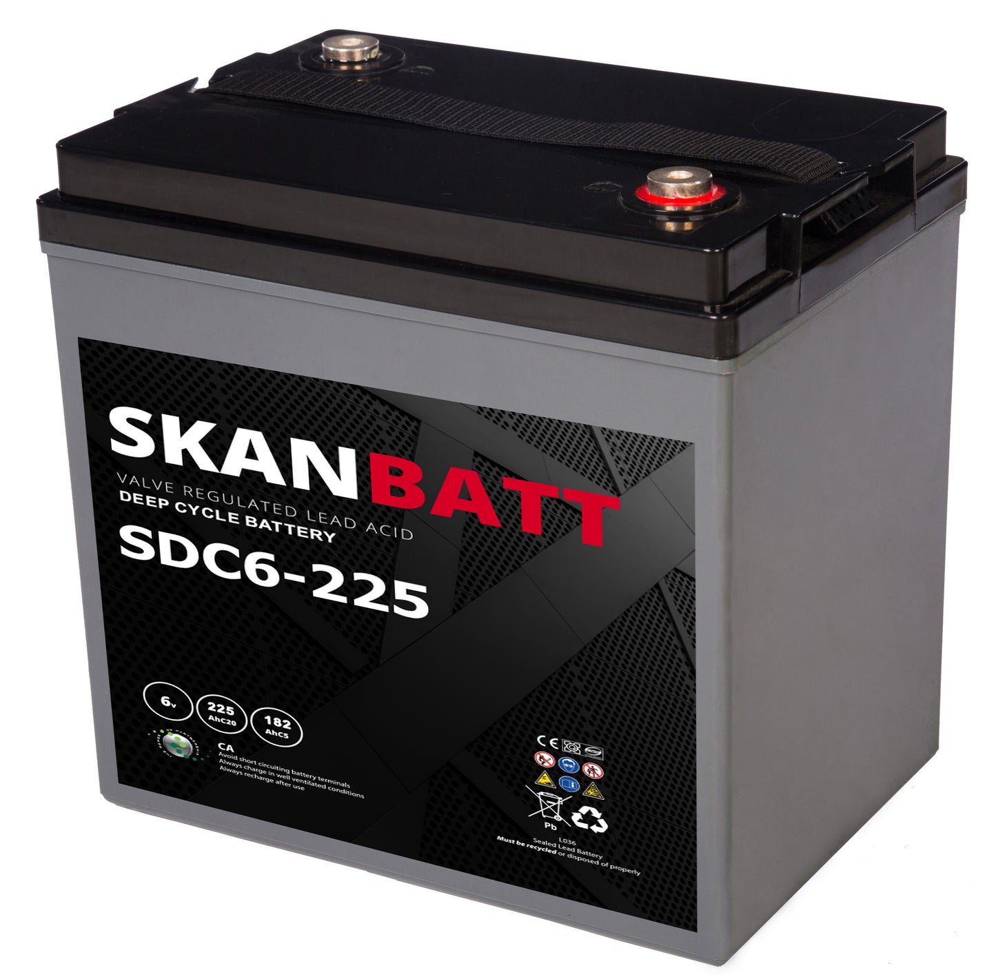 SKANBATT DEEP CYCLE AGM Batteri 6V 225AH - 260x180x246mm shown in product view