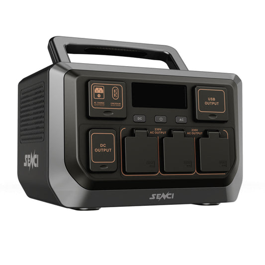 Senci SC-1200 kraftstasjon med 230V-kontakter, USB- og 12V-uttak