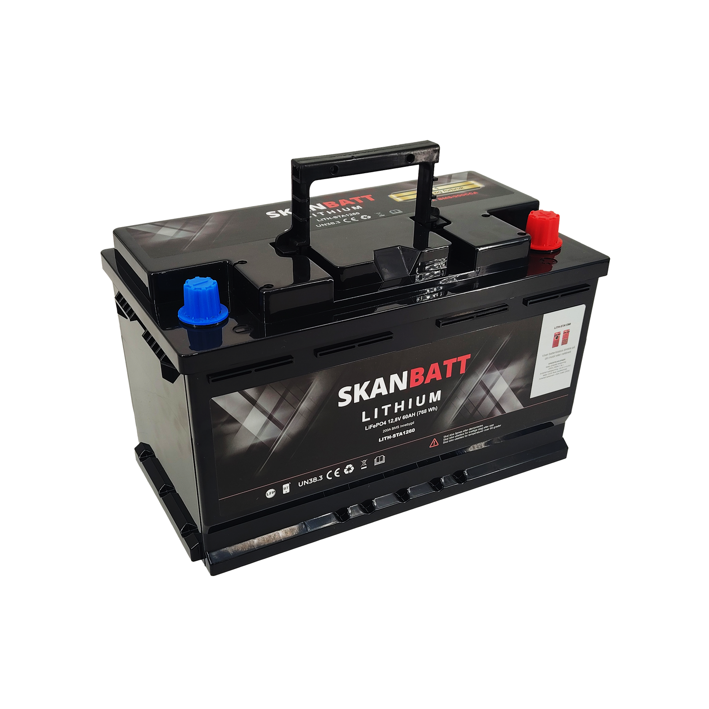 Skanbatt Lithium Start- Og Forbruksbatteri 12V 60Ah 900Ca - Bluetooth shown in detail view
