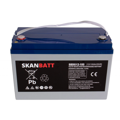RITAR GEL Deep Cycle Batteri 12V 100AH (328x169x222mm) +vänster