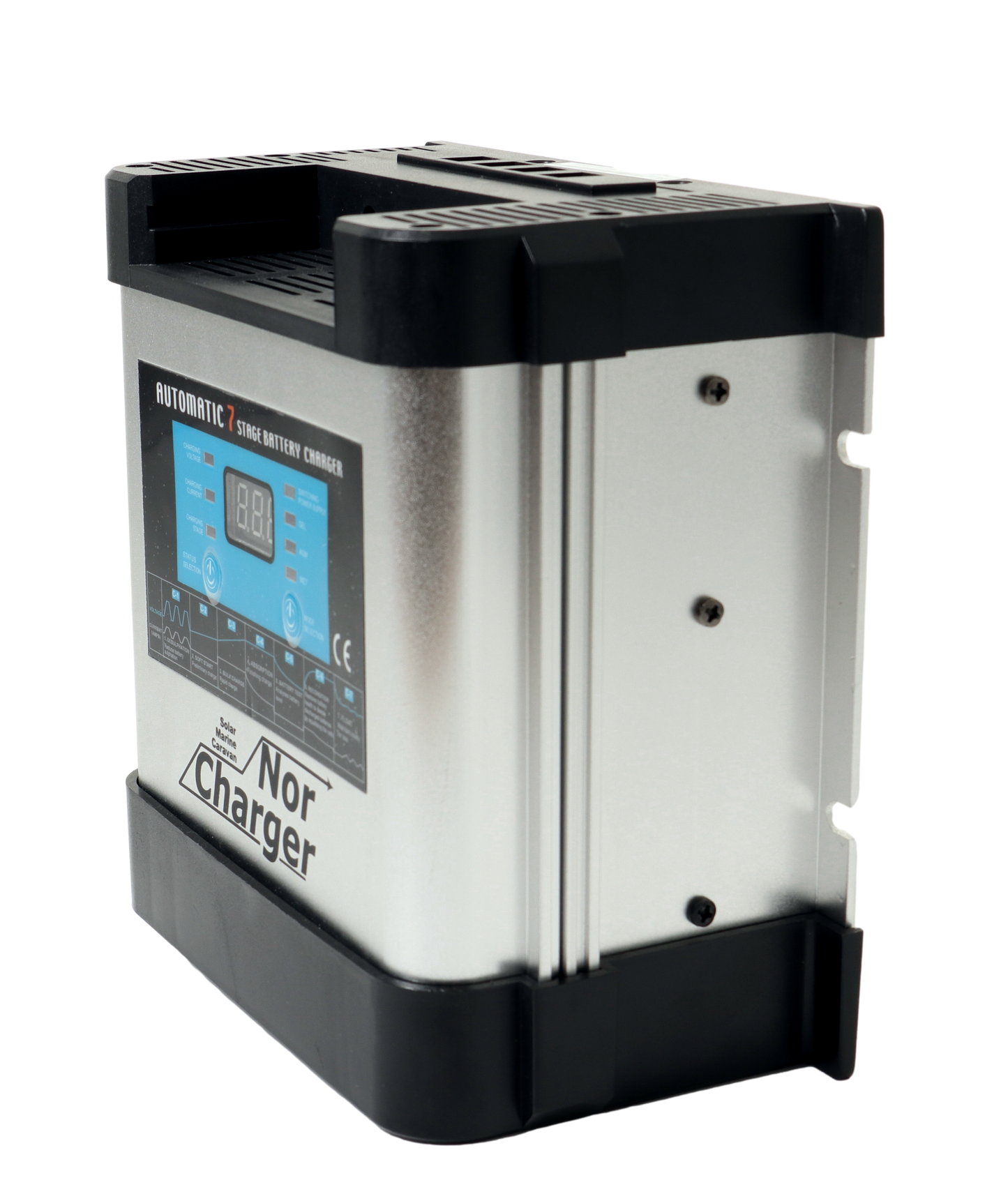 Nor Charger Pro Serie Elektronisk Batterilader 12V 10A 2-Kanaler shown in angle view