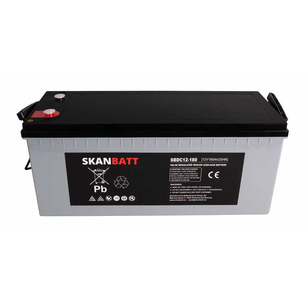 SKANBATT AGM Deep Cycle Batteri 12V 180AH C10 (530x209x219mm) +høyre