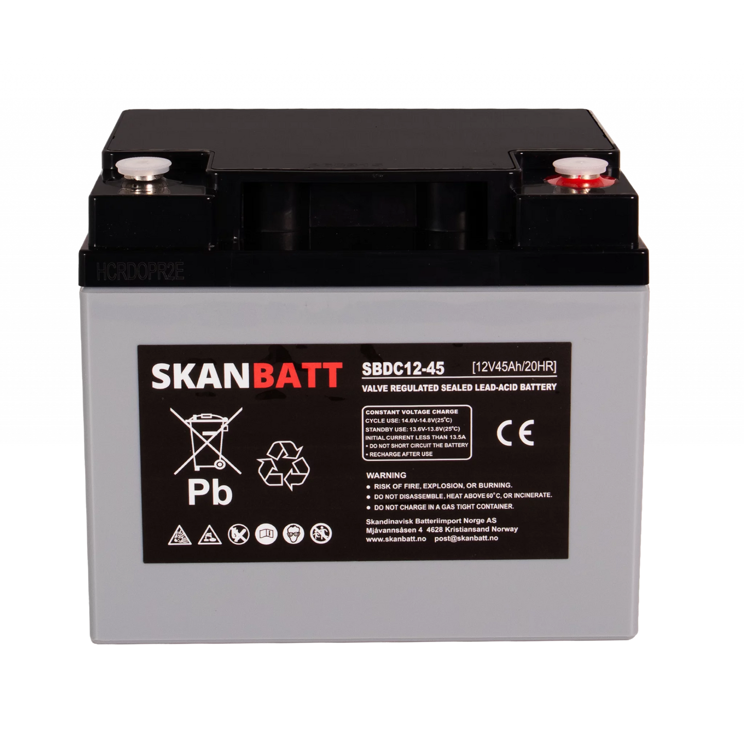 RITAR AGM Deep Cycle Batteri 12V 45AH (197x165x169mm) +höger