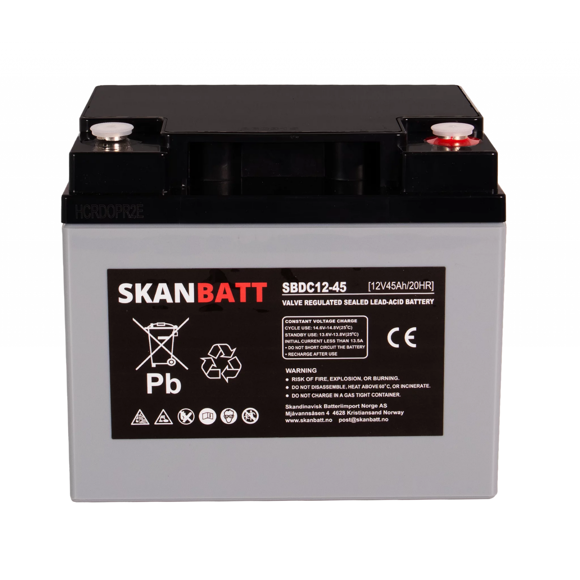 RITAR AGM Deep Cycle Batteri 12V 45AH (197x165x169mm) +höger