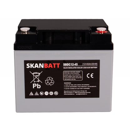 RITAR AGM Deep Cycle Batteri 12V 45AH (197x165x169mm) +höger