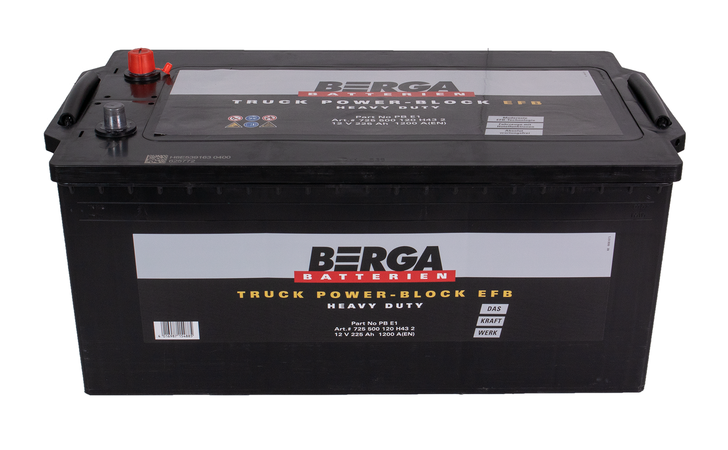 Berga Truck Pb Efb 12V 225Ah 1200Cca shown in angle view