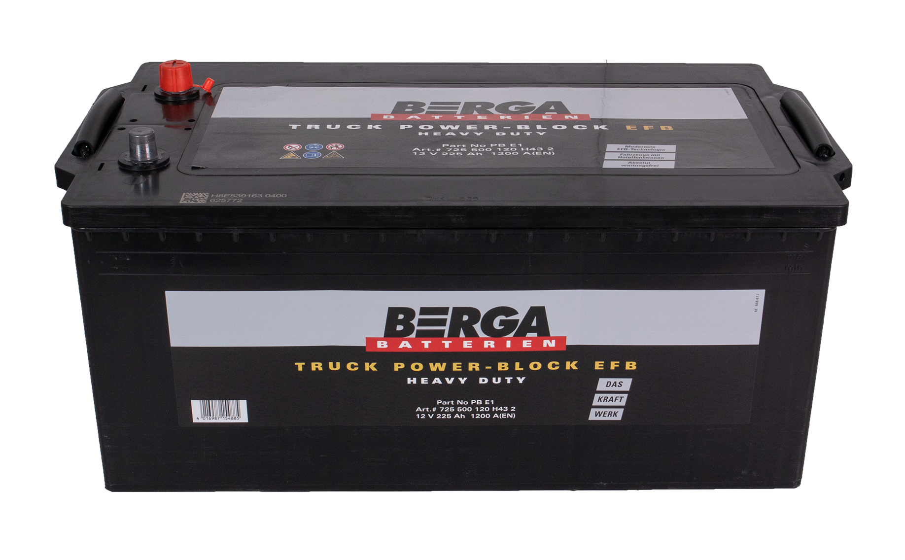 Berga Truck Pb Efb 12V 225Ah 1200Cca shown in angle view