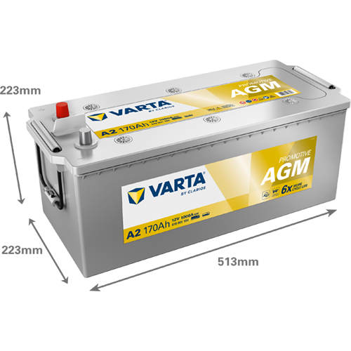VARTA A2 PROMOTIVE AGM Batteri 12V 170AH 1000CCA (513x223x203/223mm) +vänster