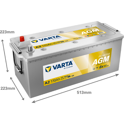 VARTA A2 PROMOTIVE AGM Batteri 12V 170AH 1000CCA (513x223x203/223mm) +vänster