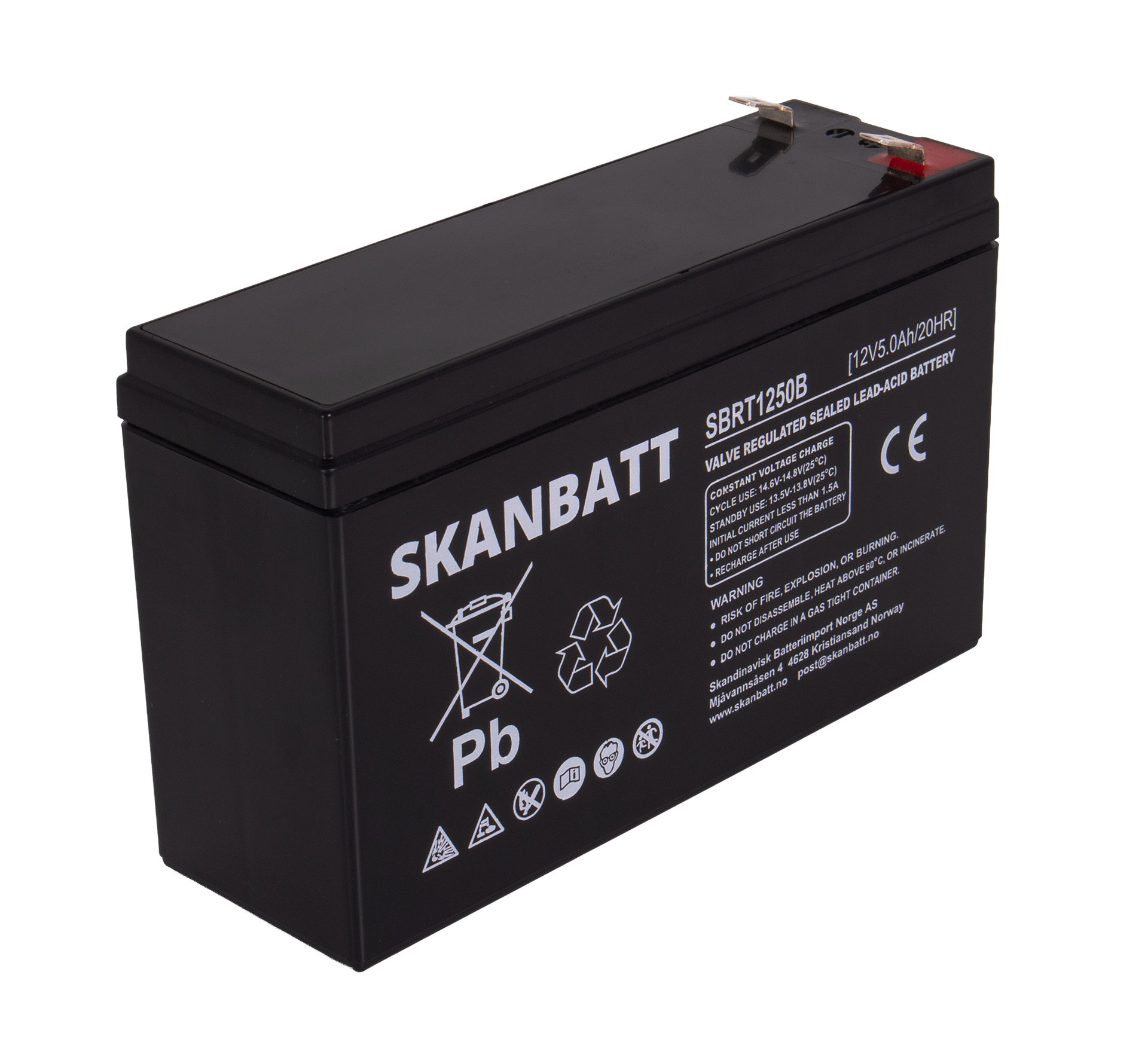RITAR AGM Batteri 12V 5AH (150x50x100mm) (RT1250B)