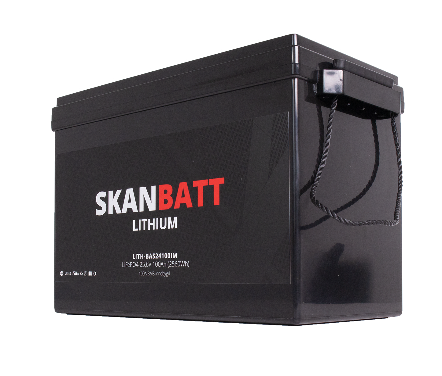 SKANBATT Base Lithium - 24V 100Ah 100A BMS - 330x175x220mm - 3 Års garanti shown in product view image 2