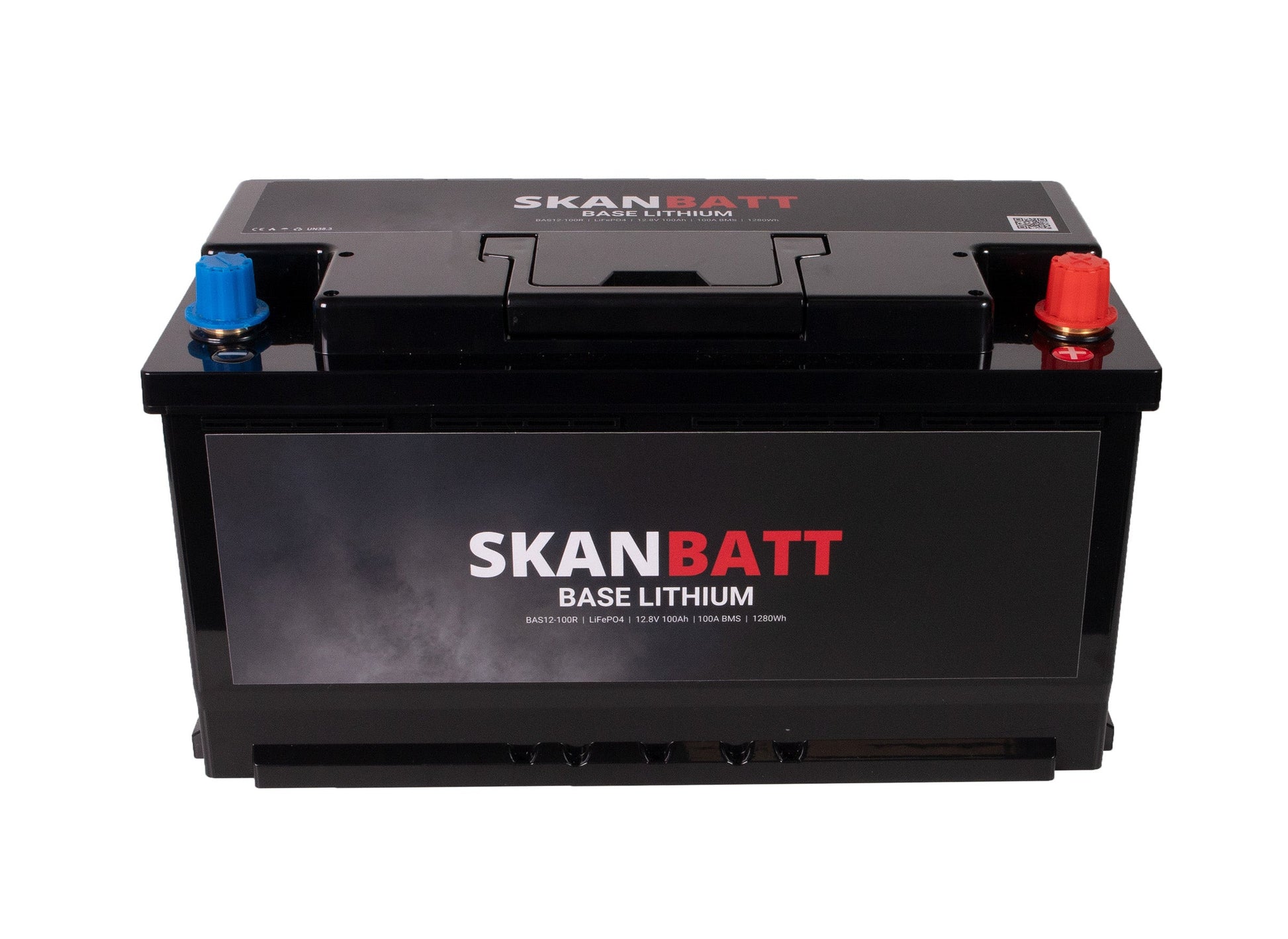 SKANBATT Base Lithium - 12V 100Ah 100A BMS - 355x175x190mm - 3 Års garanti - Husbil