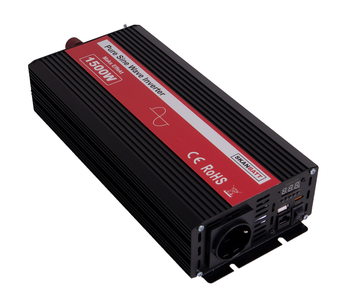Skanbatt Inverter 12V 1500W Ren Sinus M/Kablet Fjernkontroll label detail