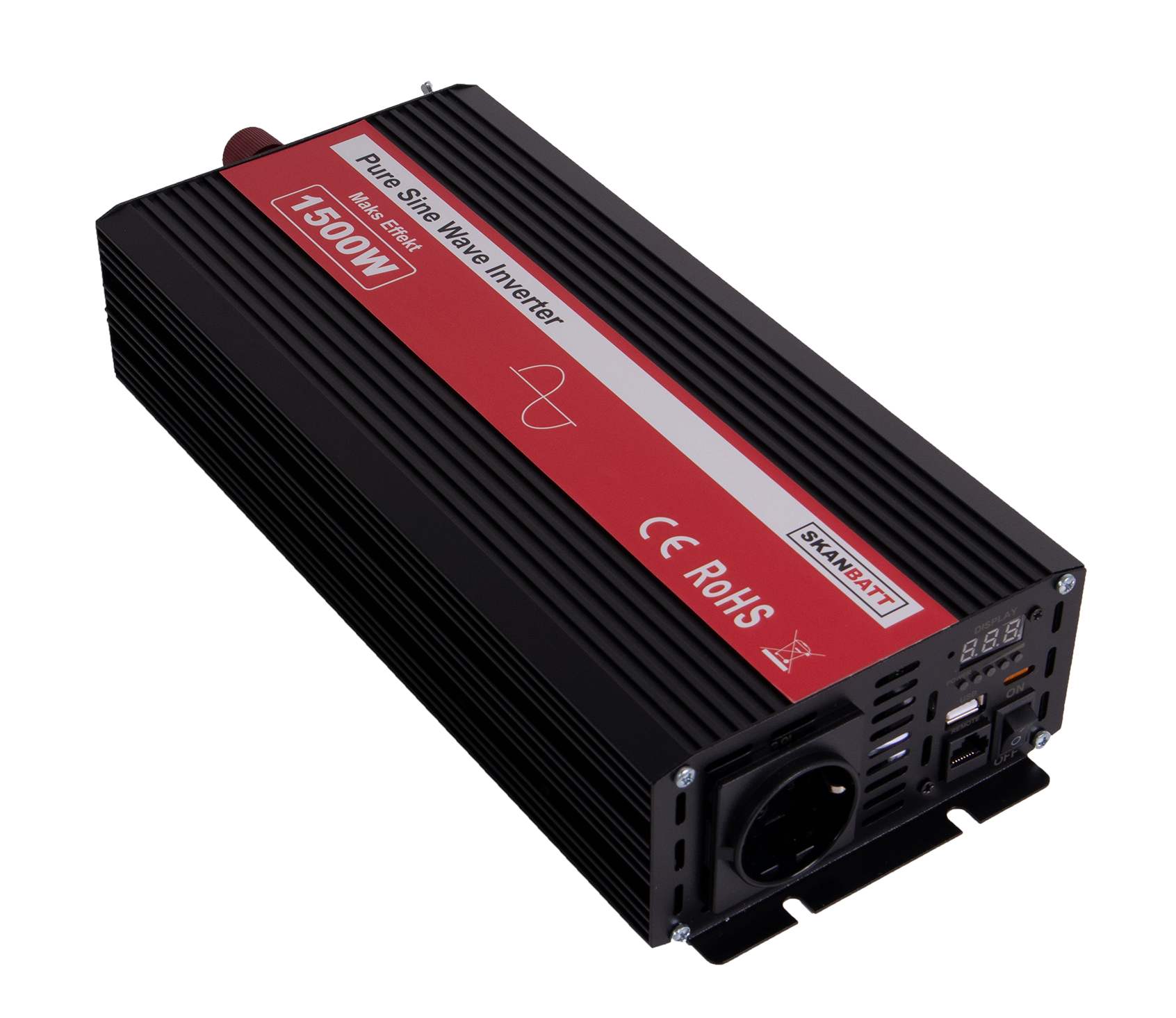 Skanbatt Inverter 12V 1500W Ren Sinus M/Kablet Fjernkontroll label detail