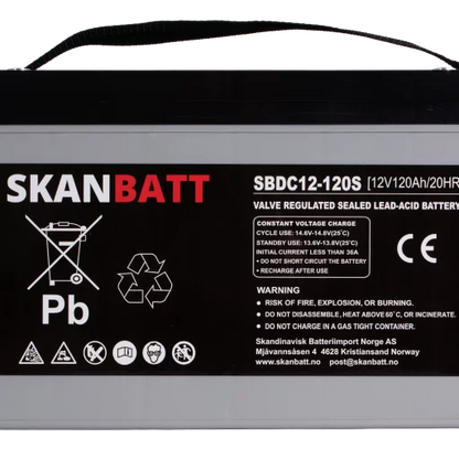 RITAR AGM Deep Cycle Batteri 12V 120AH C10 (328x172x222mm) +vänster