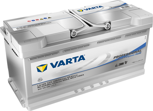 Varta Agm Fritidsbatteri 12V 105Ah 950Cca +Høyre La105 shown in product view