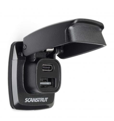Scanstrut Dual Usb-C Og Usb-A Kontakt Sprutsikker shown in angle view