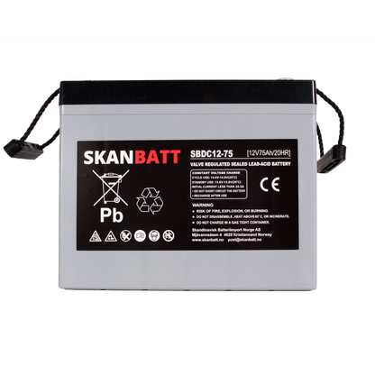 RITAR AGM Deep Cycle Batteri 12V 75AH C10 (259x169x210mm) +vänster