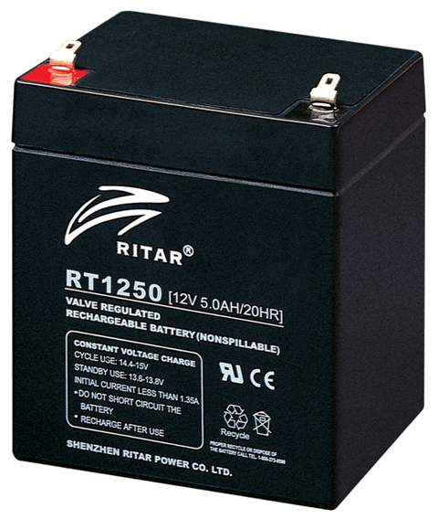 Ritar Agm Batteri 12V 5Ah F1 shown in product view