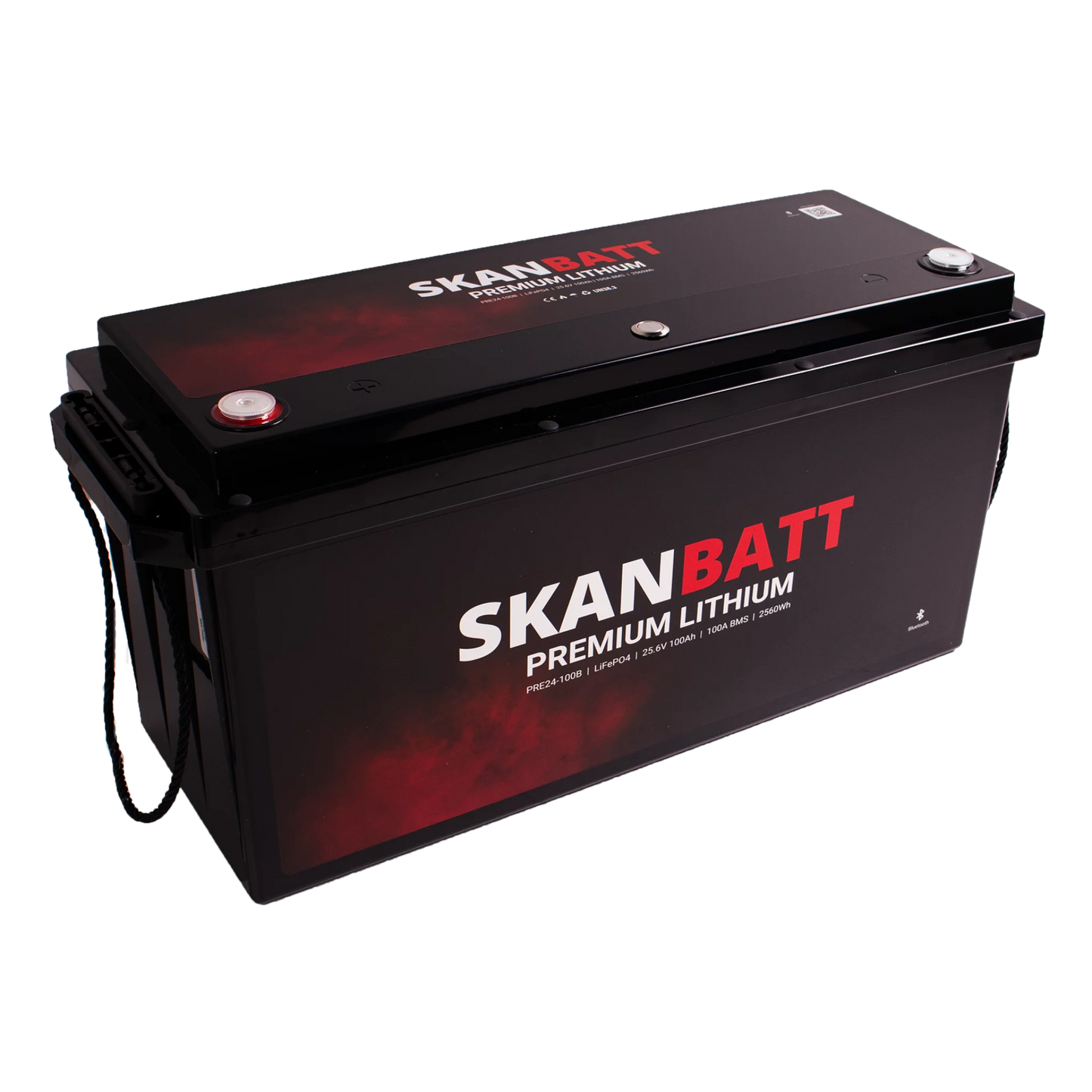 SKANBATT Premium Lithium - 24V 100Ah 100A BMS - 502x186x242mm - Bluetooth - 8 Års garanti