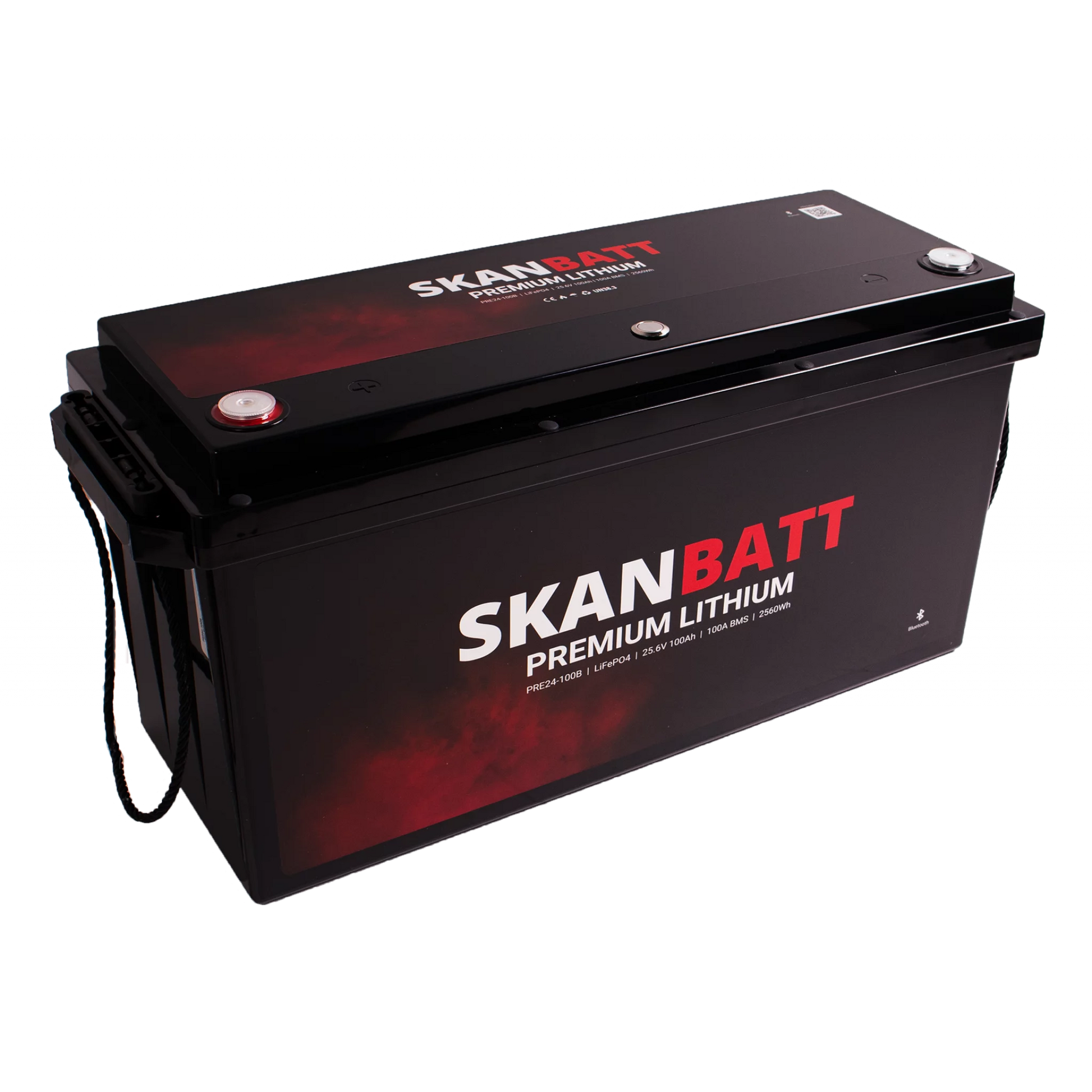 SKANBATT Premium Lithium - 24V 100Ah 100A BMS - 502x186x242mm - Bluetooth - 8 Års garanti