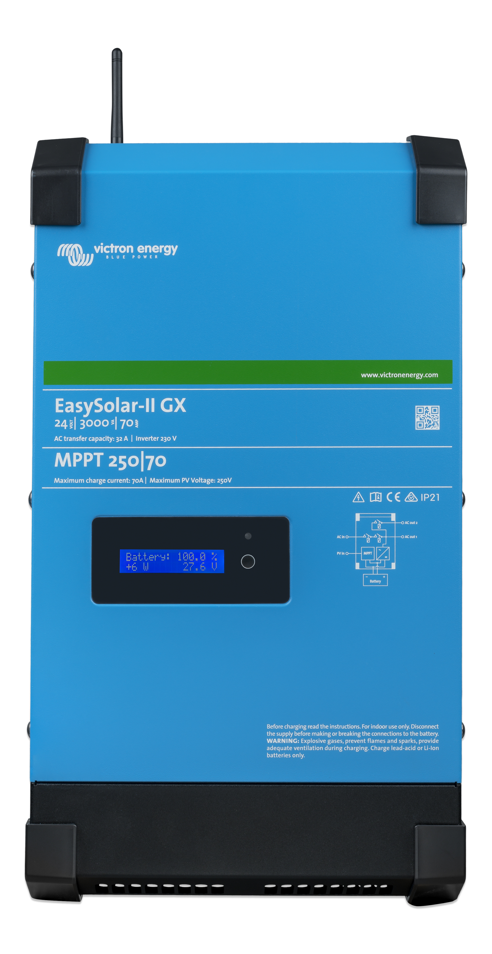 Victron Easysolar-Ii Gx 24/3000/70-32 Mppt 250/70 shown in angle view