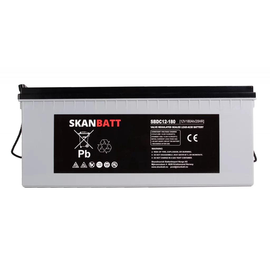 SKANBATT AGM Deep Cycle Batteri 12V 180AH C10 (530x209x219mm) +høyre