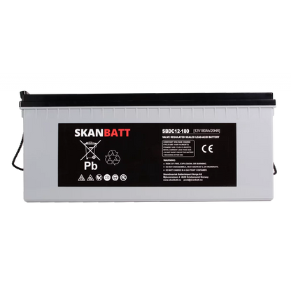 SKANBATT AGM Deep Cycle Batteri 12V 180AH C10 (530x209x219mm) +høyre