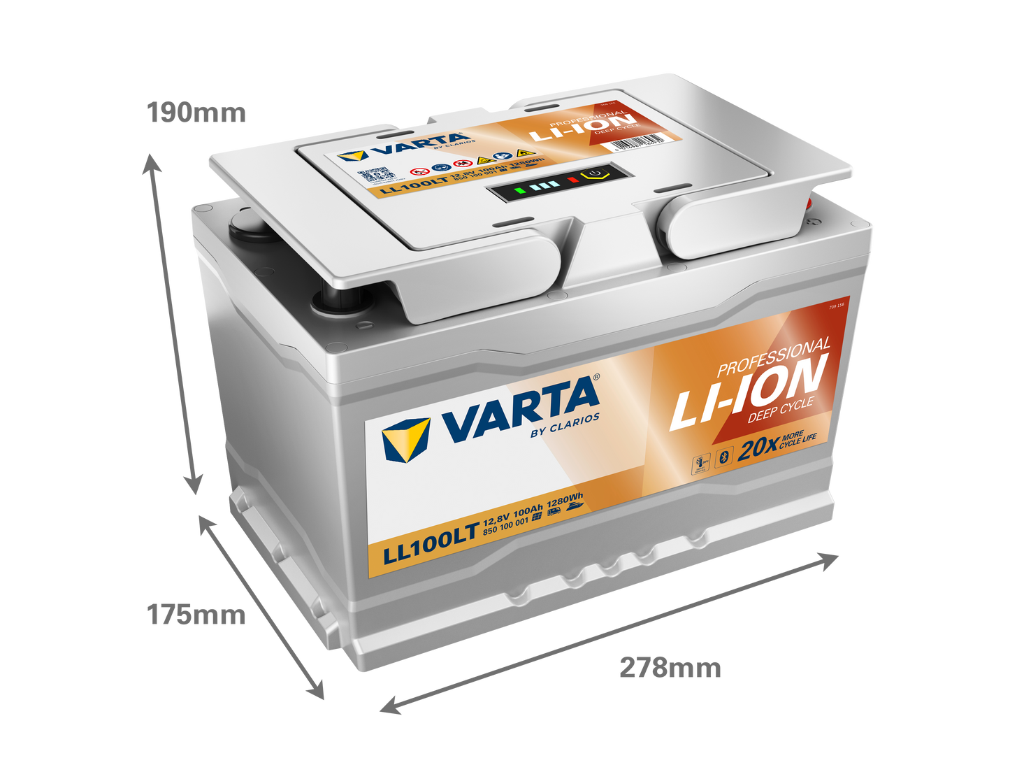 Varta Lithium Ll100Lt 12V 100Ah - Heat - Bluetooth shown in product view