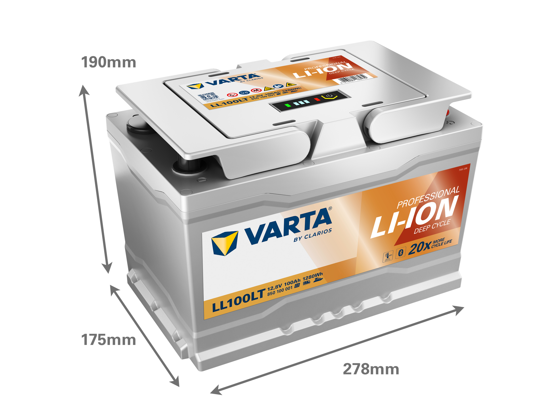 Varta Lithium Ll100Lt 12V 100Ah - Heat - Bluetooth shown in product view