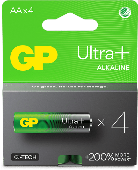 GP Ultra Plus Alkaline AA-batteri, 15A/LR6, 4-pack