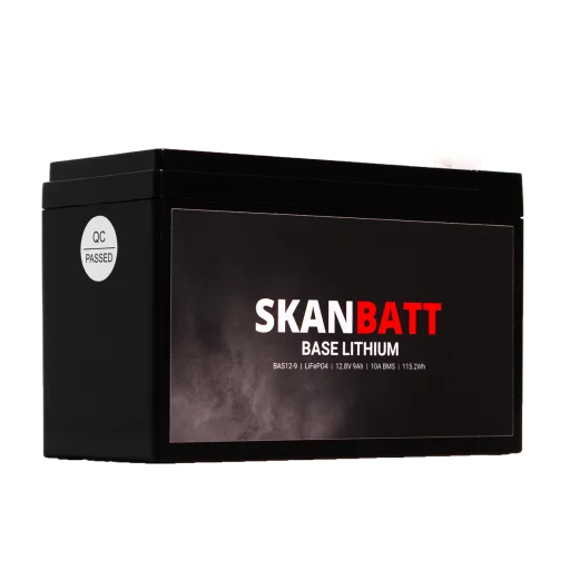 SKANBATT Base Lithium - 12V 9Ah 10A BMS - 150x65x95mm - 3 års garanti