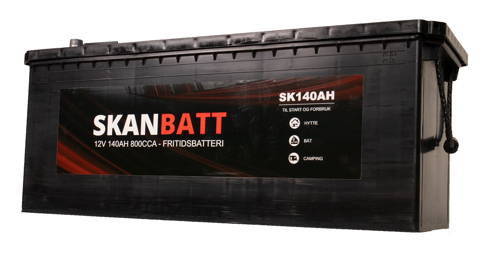 Skanbatt Fritidsbatteri 12V 140Ah 800Cca +Venstre label detail