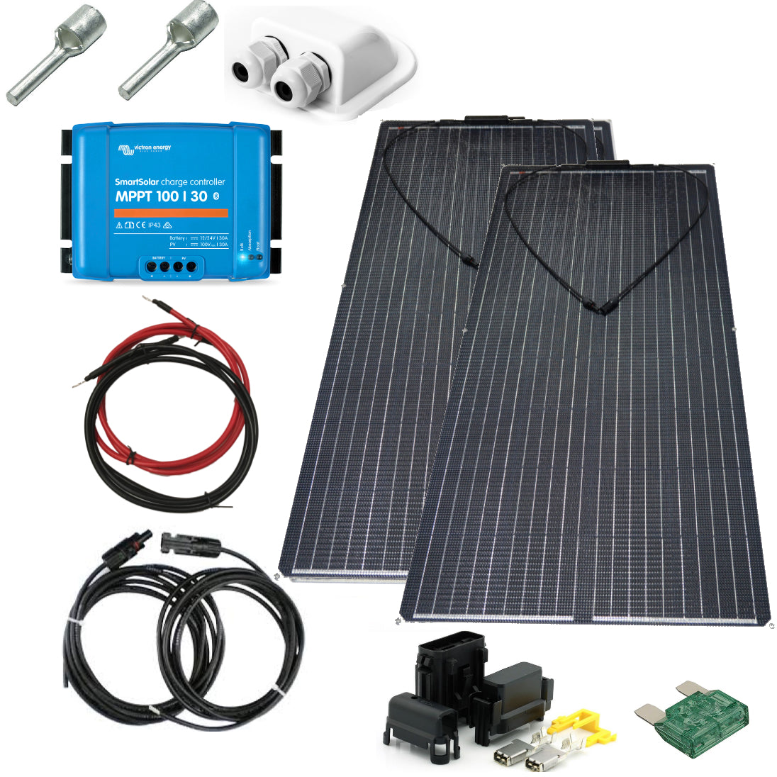 Skanbatt 153X68 - 400W Flexi 2X200W Half-Cut Komplett Kit Med Victron Bt Mppt shown in product view