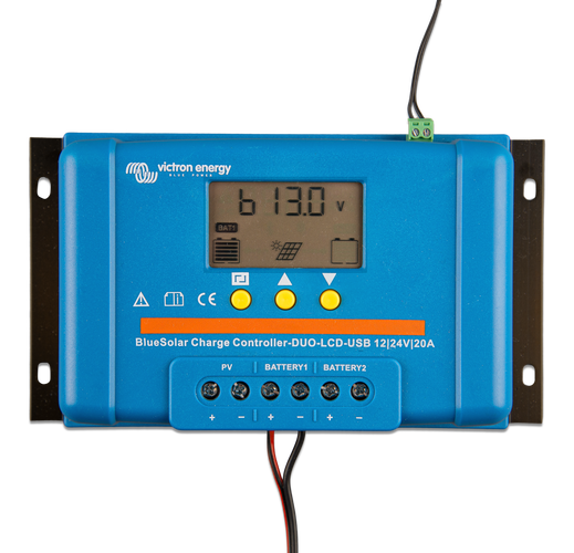 Victron Bluesolar Pwm Duo-Lcd&Usb 12/24V-20A shown in angle view