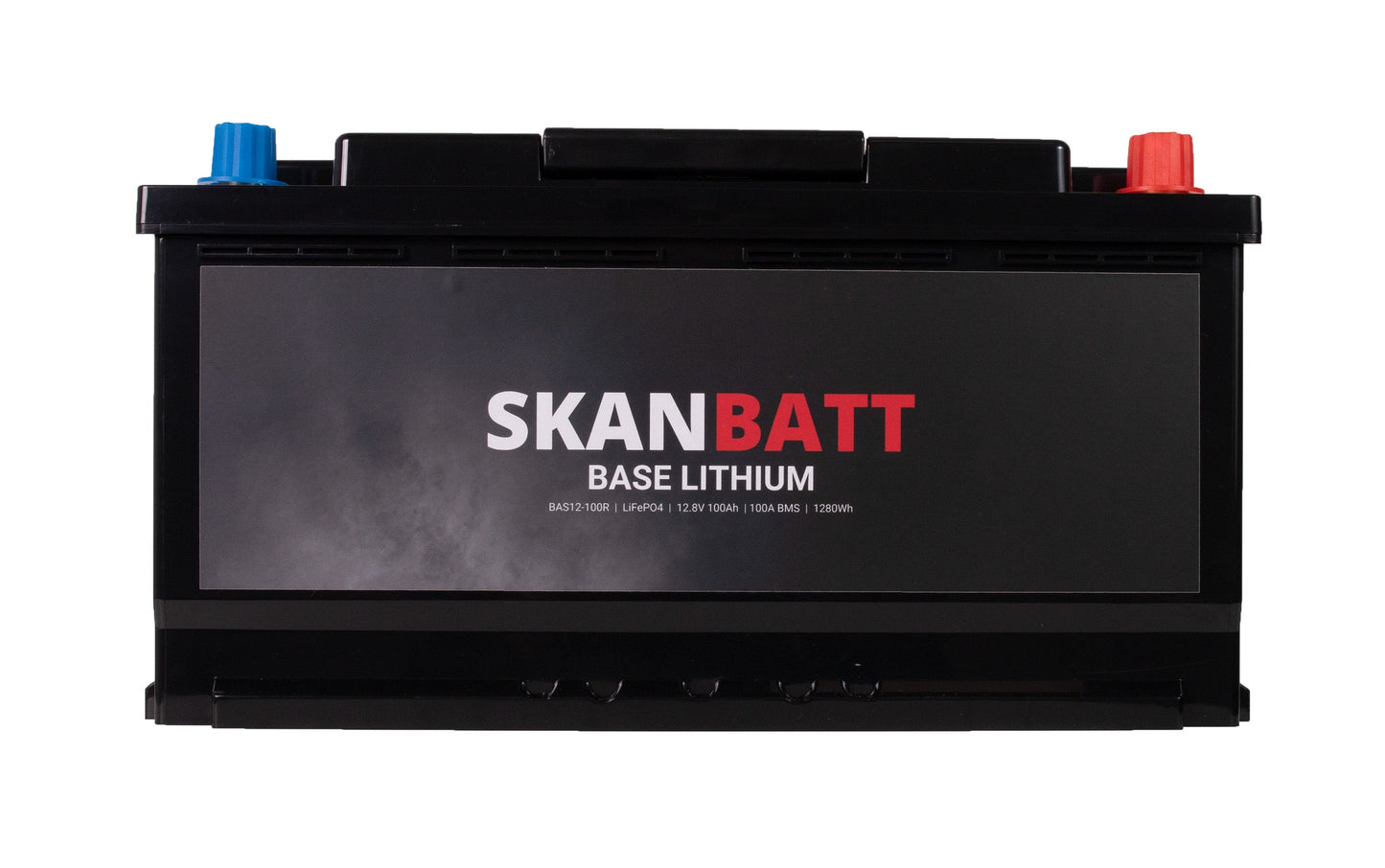 SKANBATT Base Lithium - 12V 100Ah 100A BMS - 355x175x190mm - 3 Års garanti - Husbil
