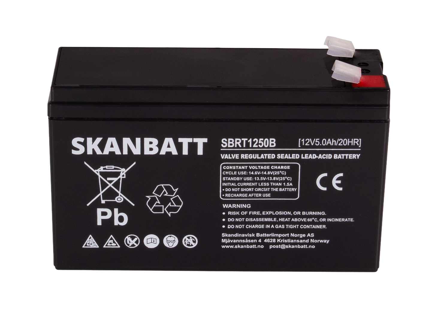 RITAR AGM Batteri 12V 5AH (150x50x100mm) (RT1250B)