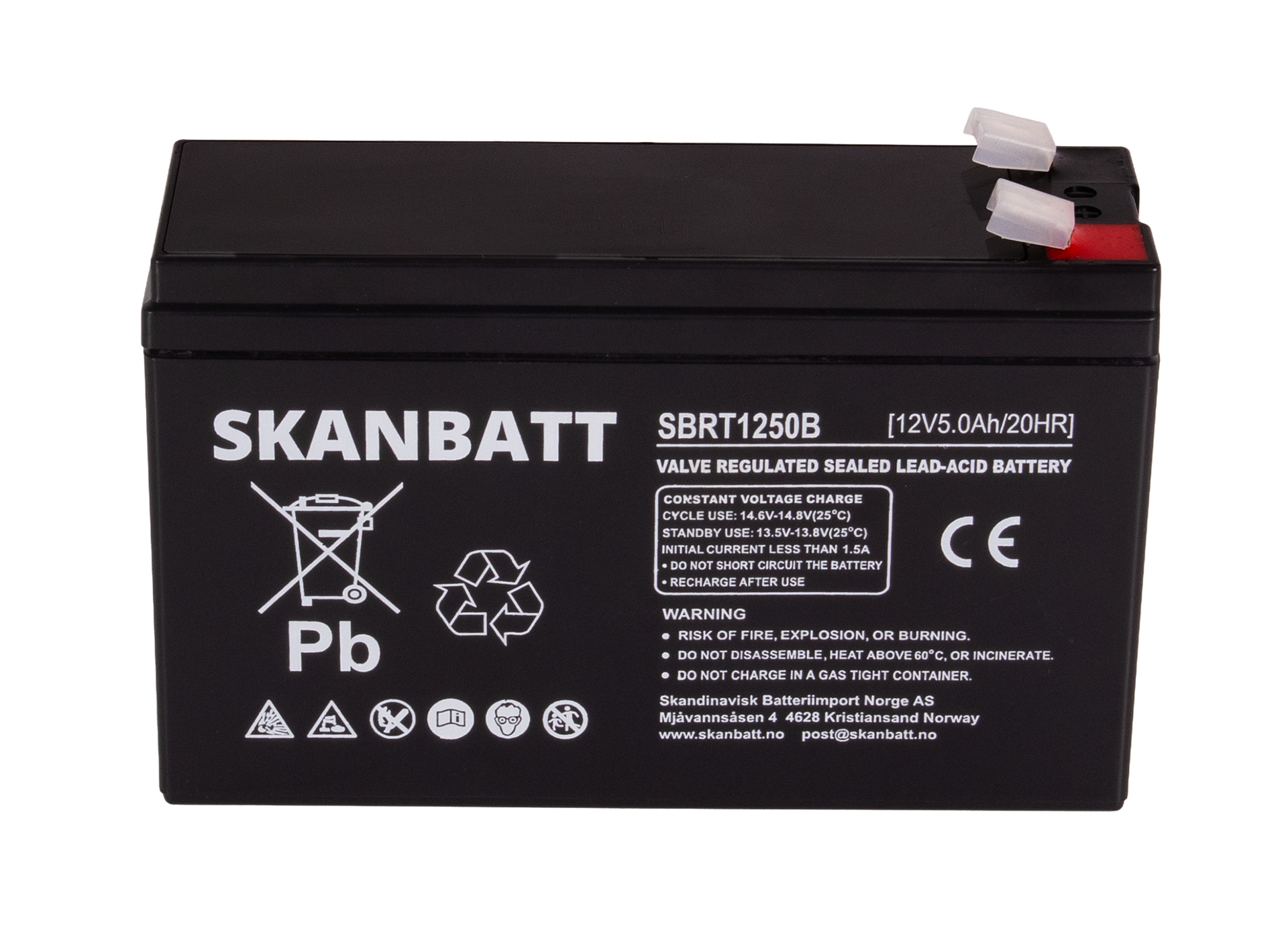 RITAR AGM Batteri 12V 5AH (150x50x100mm) (RT1250B)