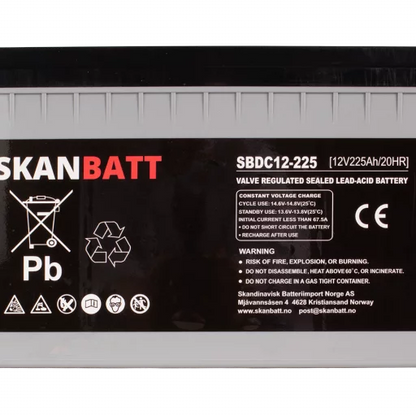 RITAR AGM Deep Cycle Batteri 12V 225AH C10 (522x240x219mm) +Höger