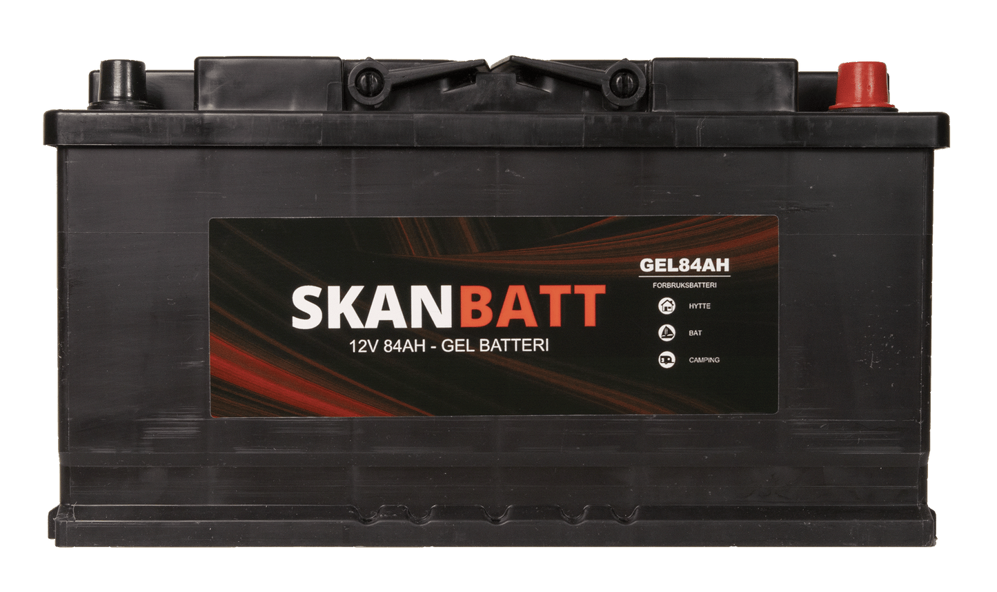 Skanbatt Gel Batteri 12V 84Ah +Høyre shown in angle view